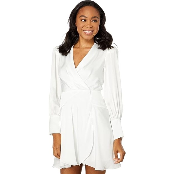 BCBGMAXAZRIA Long Sleeve Evening Dress (Off White) - Picture 3 of 5